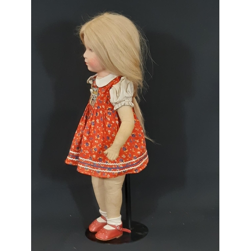 1287 - Käthe Kruse child doll 'Das Deutches Kind' 1950's with composition, head, cloth body, disc jointed l... 