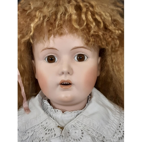 1292 - Reproduction Kestner 171 bisque head doll by Carol, with jointed wood/ composition body, fixed brown... 