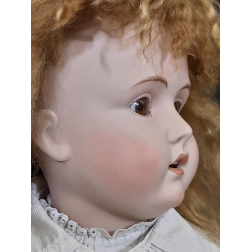 1292 - Reproduction Kestner 171 bisque head doll by Carol, with jointed wood/ composition body, fixed brown... 