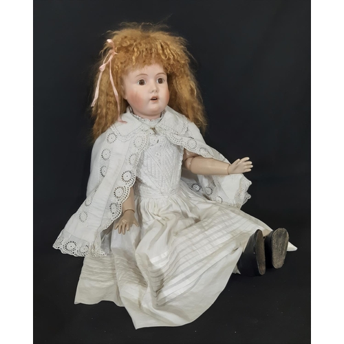 1292 - Reproduction Kestner 171 bisque head doll by Carol, with jointed wood/ composition body, fixed brown... 