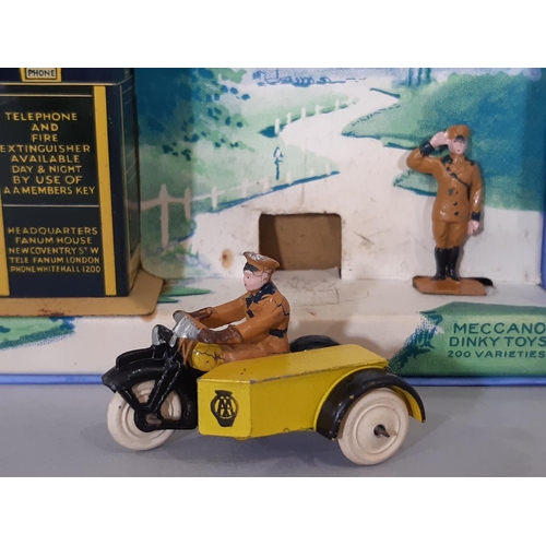 1271 - 'AA Hut, Motor Cycle Patrol and Guides' No 44 by Meccano Dinky 1935-1941 comprising tinplate AA box ... 