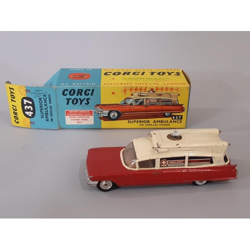 1274 - Corgi model vehicles: Corgi 437' Superior Ambulance on Cadillac chassis' (1962-68), battery operated... 