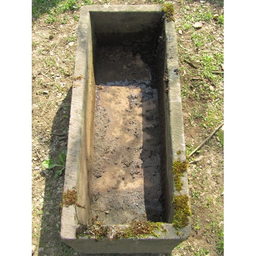 105 - A weathered rectangular natural stone trough, 93cm long x 38cm wide x 30cm high