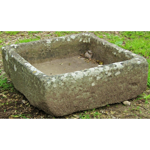 133 - A shallow weathered natural stone trough approximately 50 cm square x 18 cm high