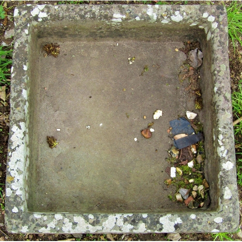 133 - A shallow weathered natural stone trough approximately 50 cm square x 18 cm high