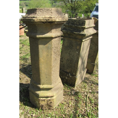 151 - Three good reclaimed weathered buff coloured chimney pots of varying design