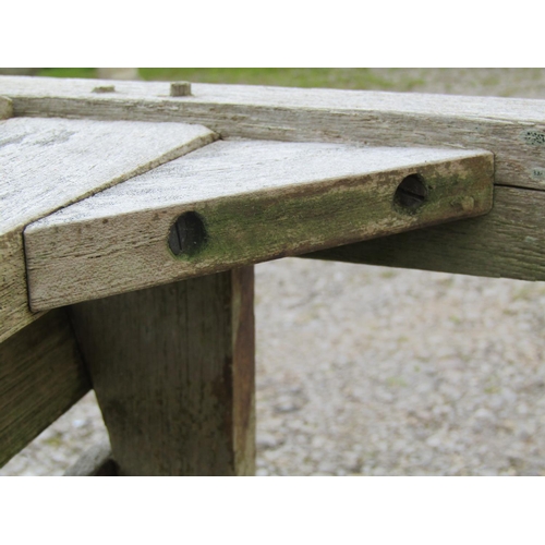 159 - A pair of vintage Lister burma teak three seat garden benches with slatted seats and backs,  160 cm ... 