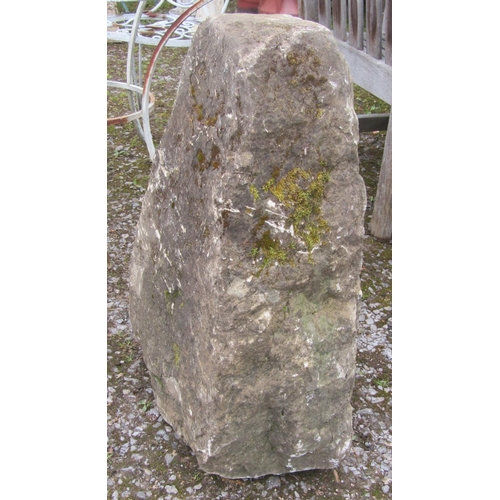 190 - A weathered rough hewn staddle stone base 70 cm high, together with one other 50 cm high (2)