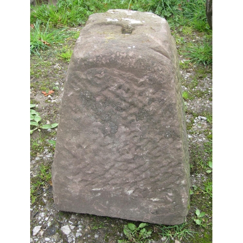 190 - A weathered rough hewn staddle stone base 70 cm high, together with one other 50 cm high (2)