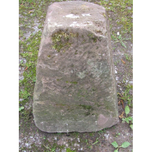 190 - A weathered rough hewn staddle stone base 70 cm high, together with one other 50 cm high (2)