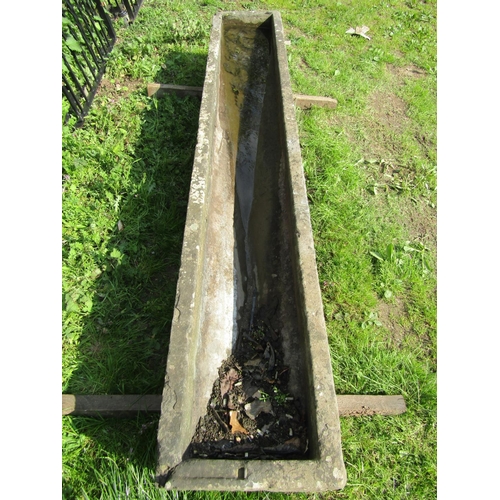 76 - A good weathered rectangular natural stone trough with tapered interior 242 cm long x 40 cm wide x 3... 