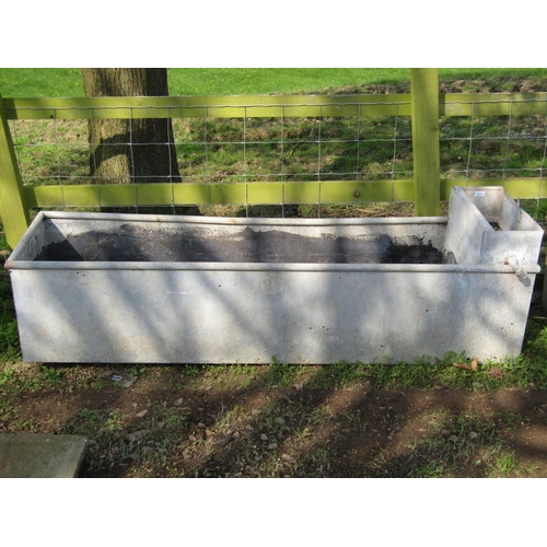 79 - A galvanised steel rectangular field water trough with raised box cistern, (af) 186cm long x 48cm wi... 