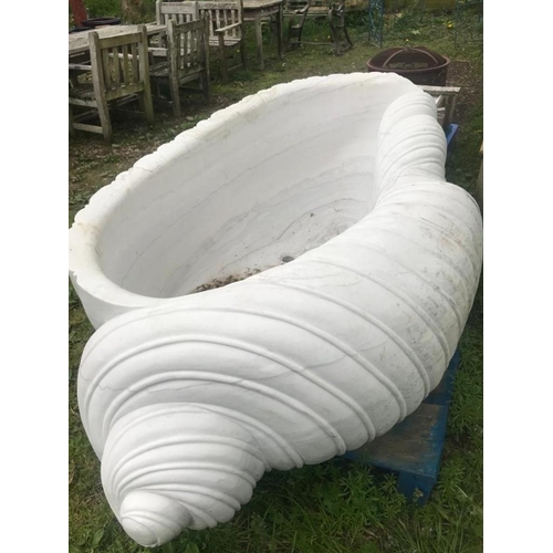 77 - A good quality carved Carrera marble bath in the form of a shell, approx 210cm long x 110cm wide x 6... 