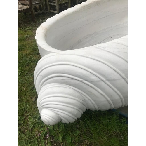 77 - A good quality carved Carrera marble bath in the form of a shell, approx 210cm long x 110cm wide x 6... 