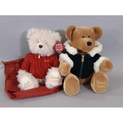 1275 - 7 Harrods Christmas issue Teddy Bears,  for years 1999, 2001, 2002, 2012 'Chester', 2013 'Sebastian'... 