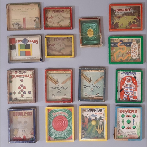 1301 - Fifteen vintage  RJ Series Popular Puzzles by Journet including 'Dumb-bells', 'Alice in Puzzleland' ... 