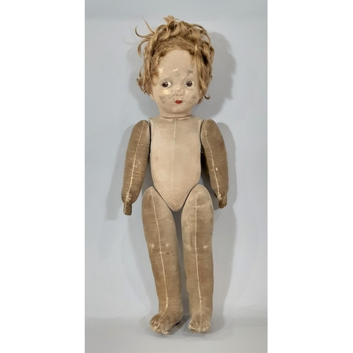 1288 - 1930's 'Bambina' doll by Chad Valley with painted felt face, jointed velvet cloth body, label to rig... 