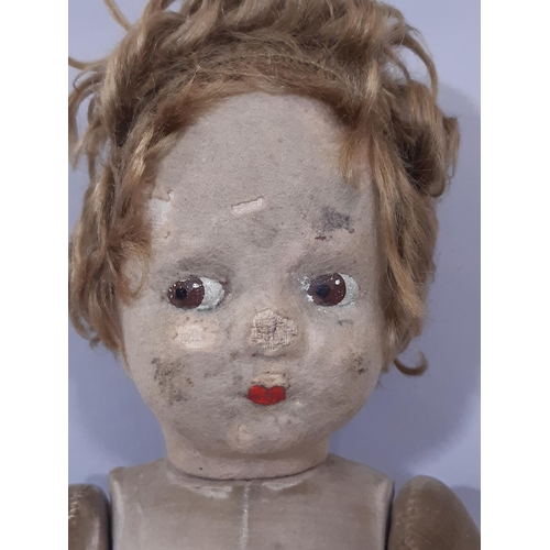 1288 - 1930's 'Bambina' doll by Chad Valley with painted felt face, jointed velvet cloth body, label to rig... 