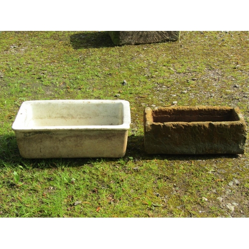 227 - A small realistic rectangular simulated natural stone trough (fibreglass), 58 cm long x 30 cm wide x... 