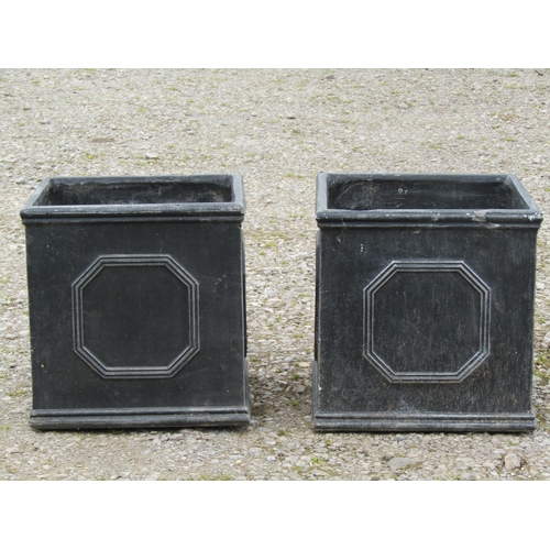 89 - A pair of decorative faux lead square planters (fibre glass) 38cm square (af) plus one other (3)