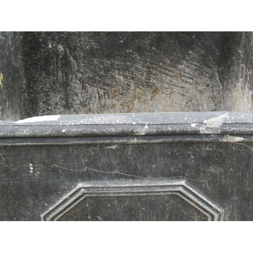 89 - A pair of decorative faux lead square planters (fibre glass) 38cm square (af) plus one other (3)