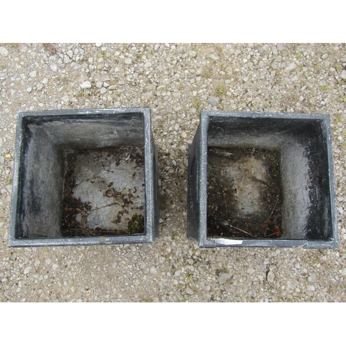 89 - A pair of decorative faux lead square planters (fibre glass) 38cm square (af) plus one other (3)