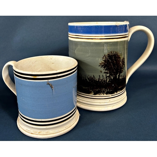 2058 - A collection of 19th century pottery to include a mocha ware quartz tankard, gaudy Welsh, Derby and ... 