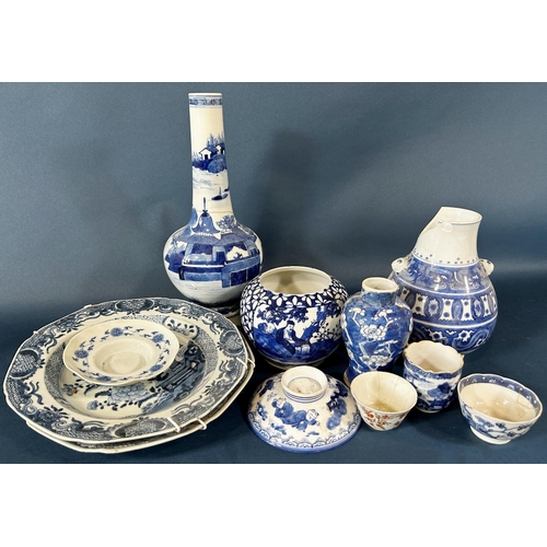 2081 - A mixed collection of 19th century Chinese and other porcelain to include two export plates, small d... 