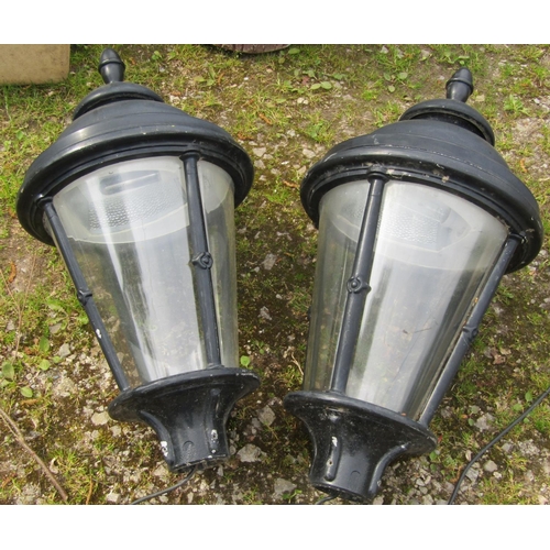 245 - A pair of large Victorian style painted cast alloy post lanterns with perspex to simulate glass pane... 