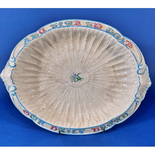 2112 - A WH Goss bread plate - Give Us Our Daily Bread, a Goss ware model of the font in Winchester Cathedr... 