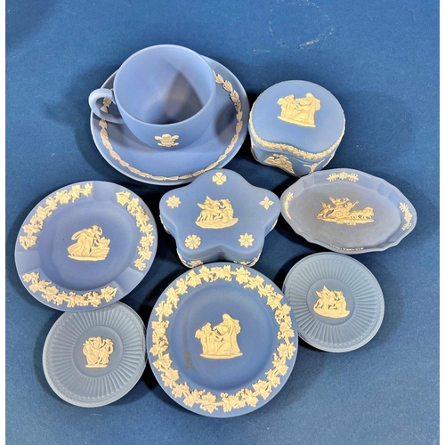 2115 - Small collection of Wedgwood Jasperware trinket dishes, two Poole dishes and a Royal Albert Lady Car... 