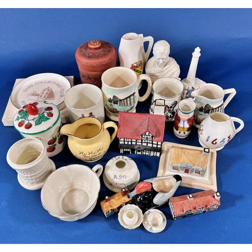 2117 - A collection of Goss ware to include a bust of Sir Walter Scott, jam pot and cover, further armorial... 