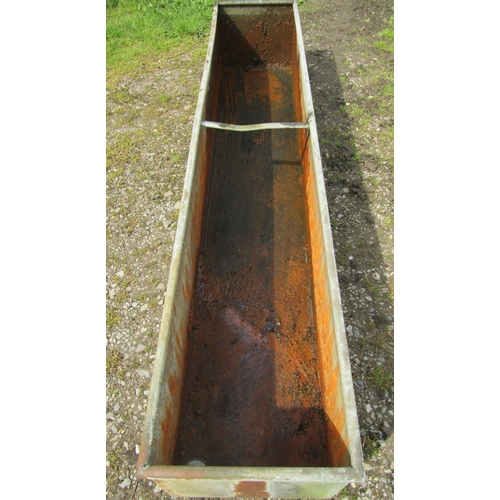 80 - A galvanised steel rectangular field water trough with simple central strap division, 247cm long x 4... 