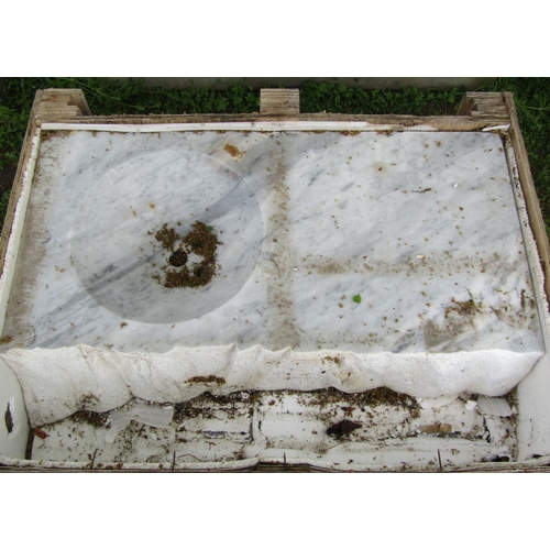 87 - A hand carved Carrera marble sink unit with circular basin