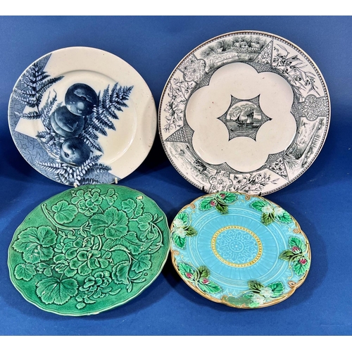 2119 - A collection of 19th century green leaf patterned dishes and further 19th century plates, and a WH G... 