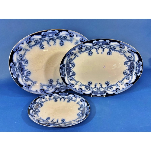 2122 - Three graduated meat platters in the iris pattern