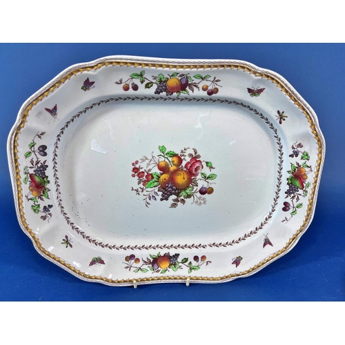 2126 - A collection of 19th century ironstone plates including a meat dish with gravy well and liner, vario... 