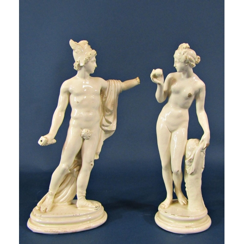 2092 - A collection of figurines comprising blanc de chine Venus Con Pomo and Perseus and a third character... 