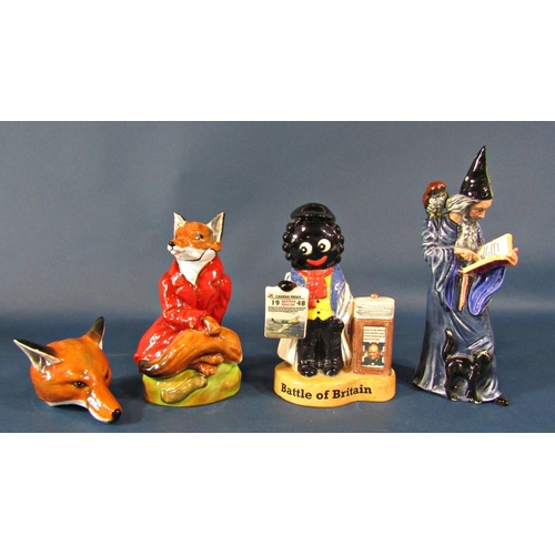 2093 - Four ceramics figures comprising Royal Stratford fox with red coat, limited edition (number rubbed),... 