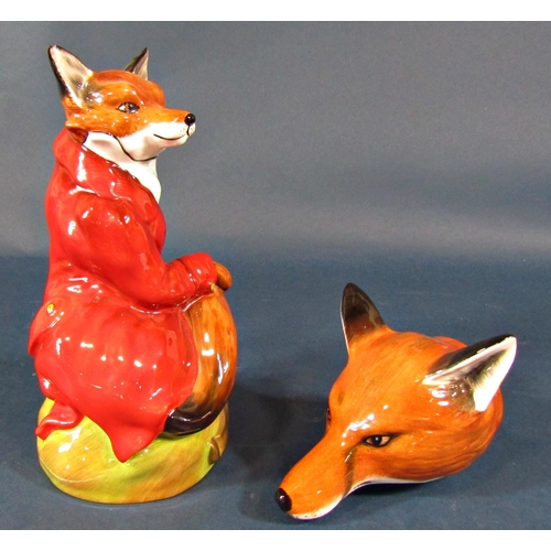 2093 - Four ceramics figures comprising Royal Stratford fox with red coat, limited edition (number rubbed),... 