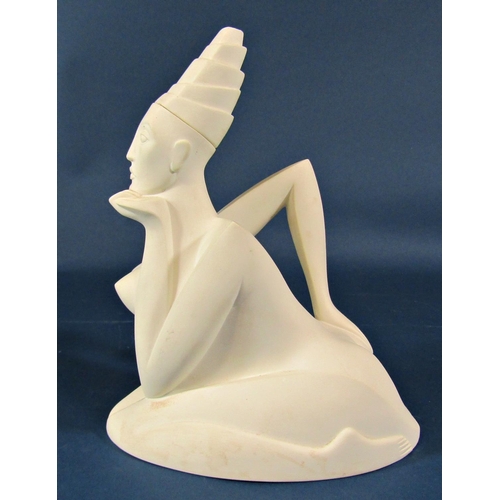 2094 - A white bisque teapot in the form of a kneeling nude lady in the deco style