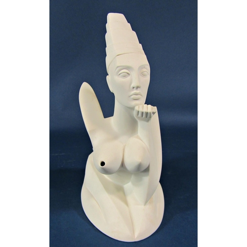 2094 - A white bisque teapot in the form of a kneeling nude lady in the deco style