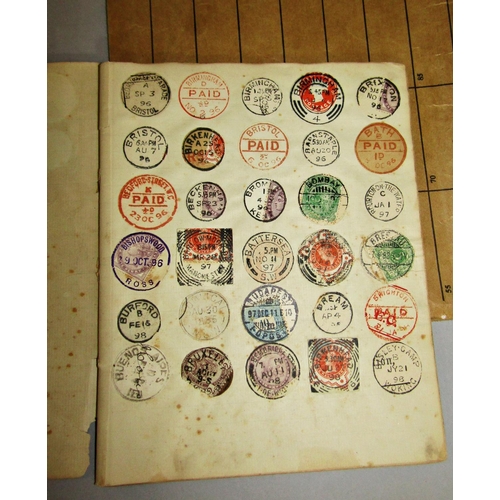 1257 - Small album of British postal marks, generally circular in shape in 1890's