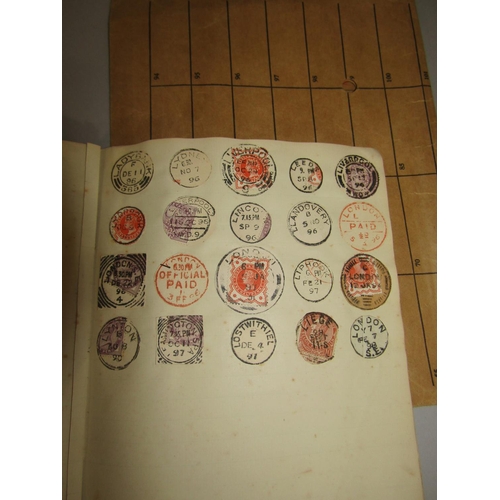 1257 - Small album of British postal marks, generally circular in shape in 1890's