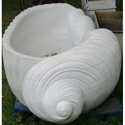 77 - A good quality carved Carrera marble bath in the form of a shell, approx 210cm long x 110cm wide x 6... 