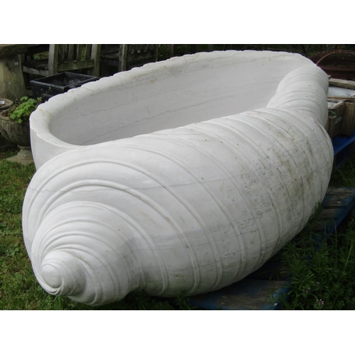 77 - A good quality carved Carrera marble bath in the form of a shell, approx 210cm long x 110cm wide x 6... 