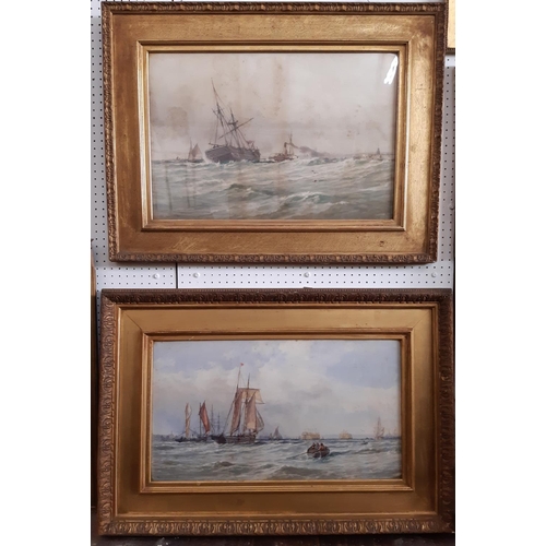 1035 - Arthur Wilde Parsons (1847-1920) - Two Maritime Scenes with Ships and Boats, watercolour on paper, b... 
