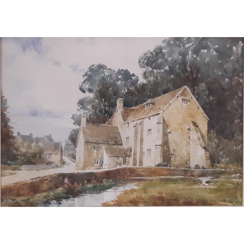 1046 - Two Watercolours and a Gloucestershire Map to Include: Hugh Ennion - 'Barn near Rissington - Early M... 