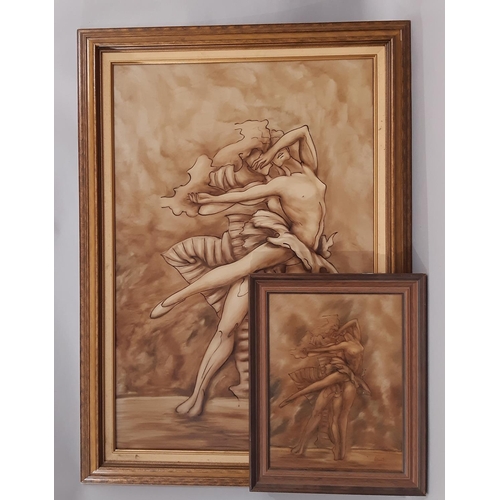 1050 - Walton (Contemporary) - Two Oil Paintings of Ballerinas in the Same Pose, both signed lower right, l... 
