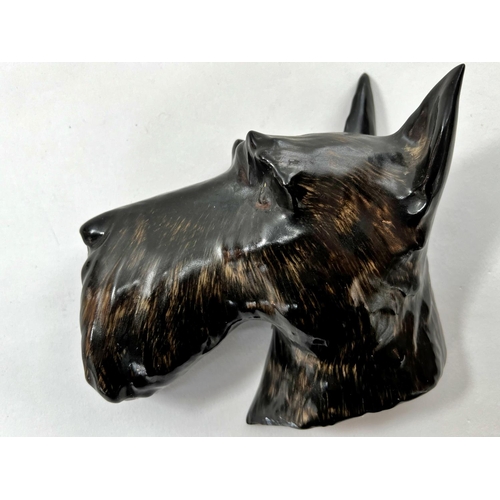 2087A - Crown Devon Fox Terrier head, Champion Heather realisation, continental porcelain tea seat, art deco... 